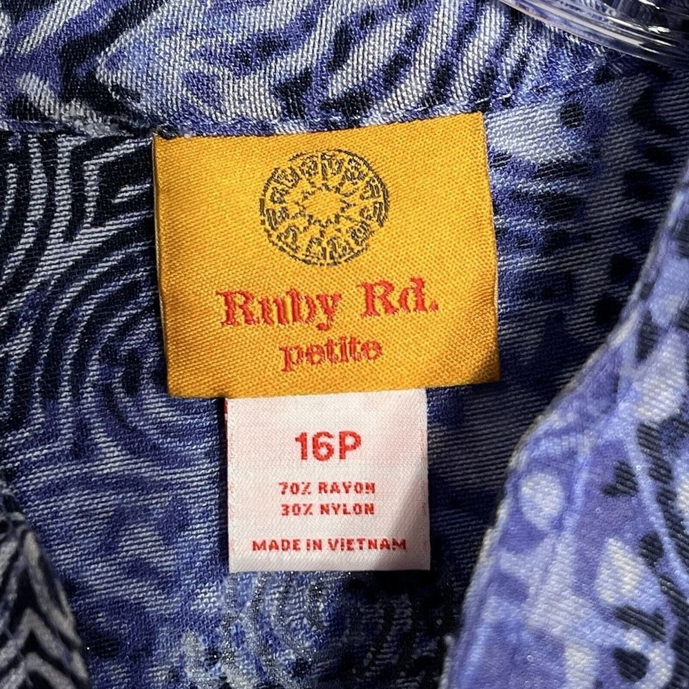 Ruby Rd Petite Blue Print Button Front Jacket Wom… - image 5